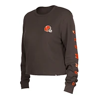 T-shirt à manches longues thermique Cleveland Browns New Era pour femme, marron
