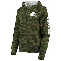 Women's New Era Camo Cleveland Browns Raglan Full-Zip Hoodie