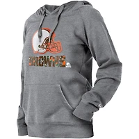 Women's New Era  Gray Cleveland Browns Floral Raglan Pullover Hoodie
