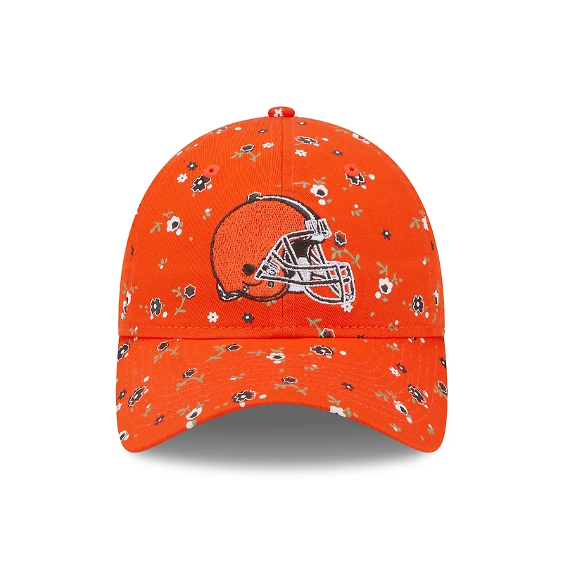 Women's New Era Orange Cleveland Browns  Floral 9TWENTY Adjustable Hat