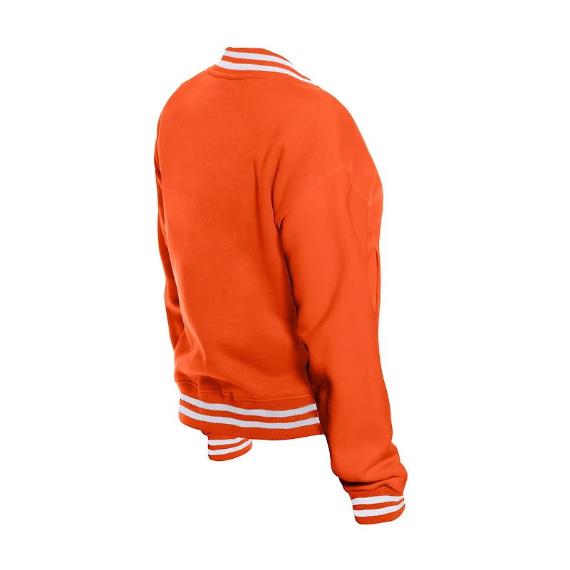 Women's New Era  Orange Cleveland Browns Throwback Fleece Full-Snap Jacket