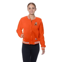 Veste polaire orange à boutons-pression New Era pour femme des Cleveland Browns