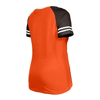 T-shirt à lacets raglan pour femme New Era orange Cleveland Browns Throwback