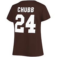 Women's Nick Chubb Brown Cleveland Browns Plus Fair Catch Name & Number V-Neck T-Shirt
