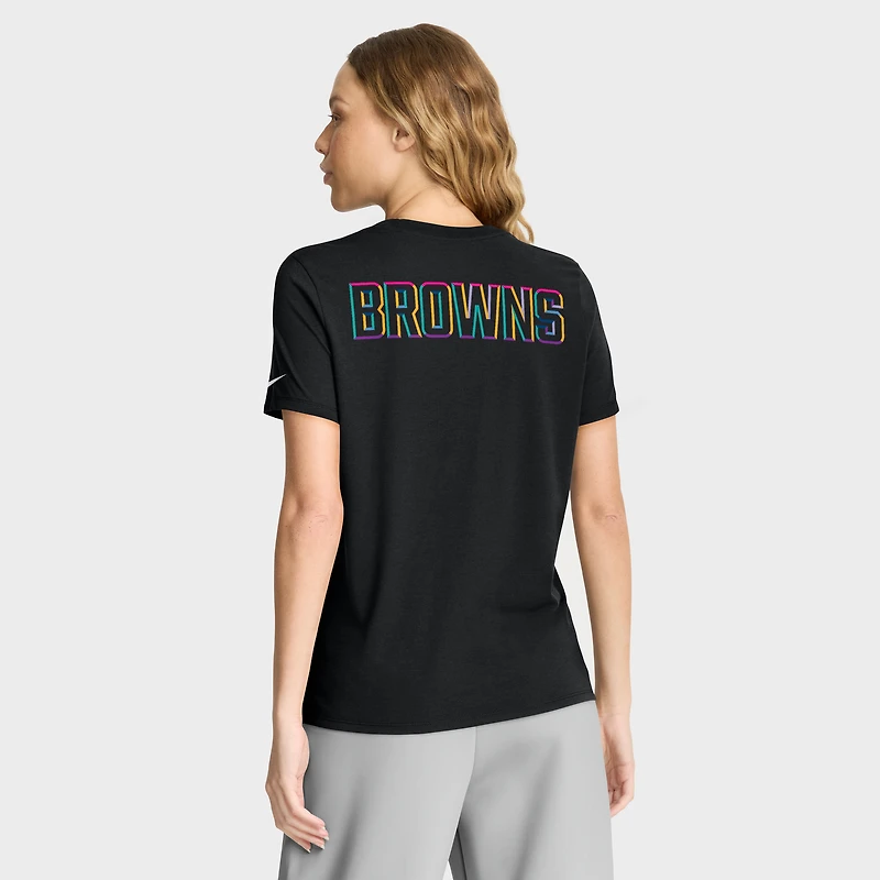 Women's Nike Black Cleveland Browns 2025 NFL Crucial Catch Tri-Blend Dri-FIT T-Shirt