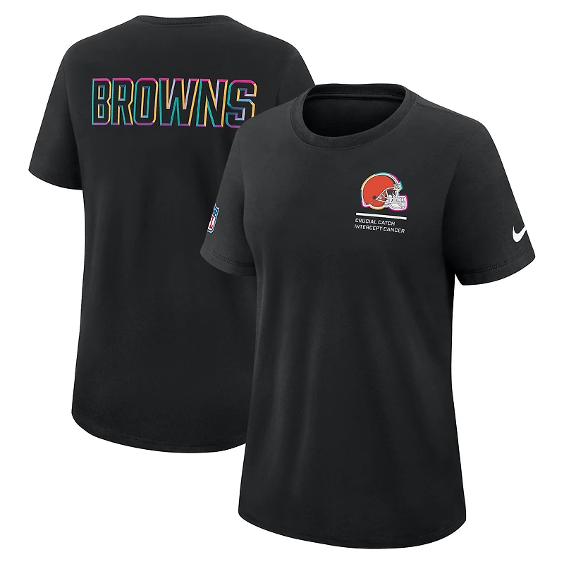 T-shirt Nike noir Cleveland Browns 2025 NFL Crucial Catch Tri-Blend Dri-FIT pour femme