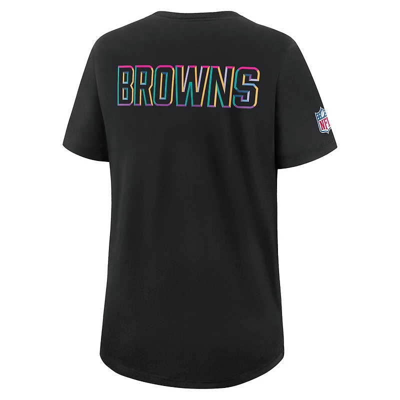 Women's Nike Black Cleveland Browns 2025 NFL Crucial Catch Tri-Blend Dri-FIT T-Shirt