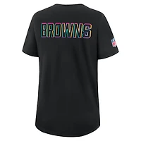 Women's Nike Black Cleveland Browns 2025 NFL Crucial Catch Tri-Blend Dri-FIT T-Shirt