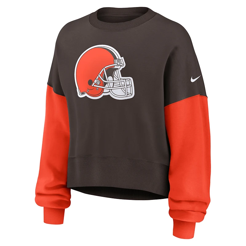Sweat-shirt oversize à blocs de couleurs Nike Brown Cleveland Browns pour femme