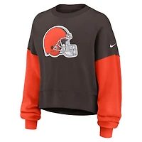 Sweat-shirt oversize à blocs de couleurs Nike Brown Cleveland Browns pour femme