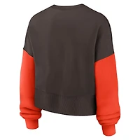 Sweat-shirt oversize à blocs de couleurs Nike Brown Cleveland Browns pour femme