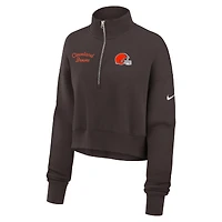 Sweat-shirt Nike marron à demi-zip pour femme des Cleveland Browns Primetime Phoenix