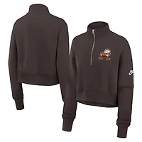 Sweat-shirt Nike marron à demi-zip pour femme Cleveland Browns Rewind Phoenix
