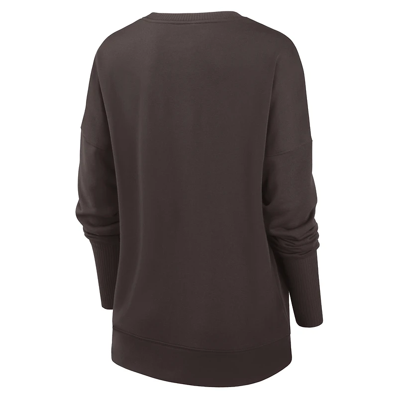 Women's Nike Brown Cleveland Browns Rewind Playback Icon Performance Pullover Sweatshirt