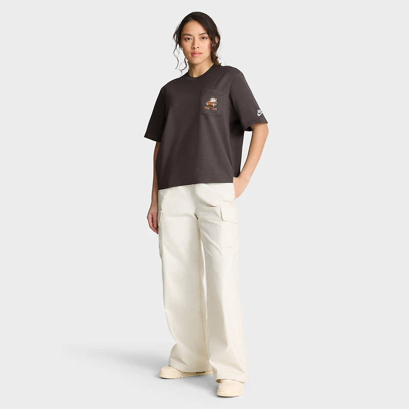 T-shirt Nike marron à poche carrée Rewind des Cleveland Browns pour femme