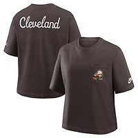 T-shirt Nike marron à poche carrée Rewind des Cleveland Browns pour femme