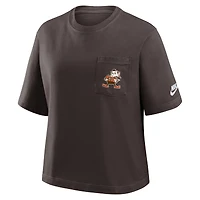T-shirt Nike marron à poche carrée Rewind des Cleveland Browns pour femme