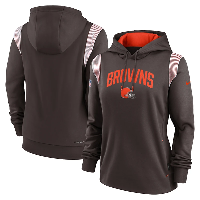 Women's Nike Brown Cleveland Browns Sideline Stack Performance Pullover Hoodie