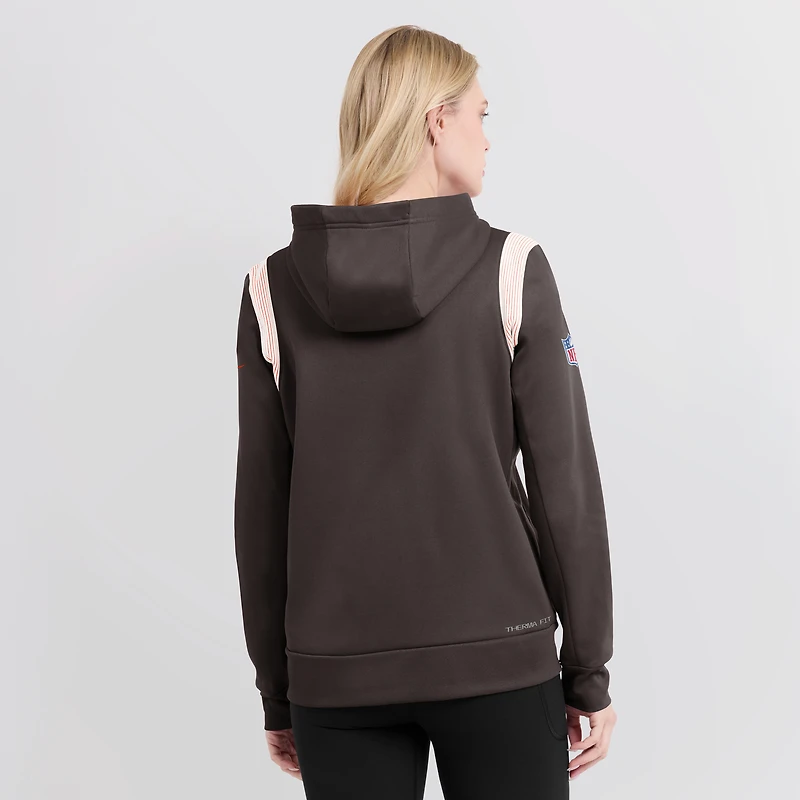 Women's Nike Brown Cleveland Browns Sideline Stack Performance Pullover Hoodie