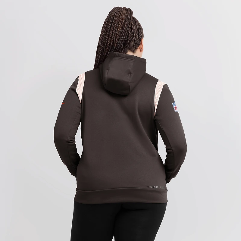 Women's Nike Brown Cleveland Browns Sideline Stack Performance Pullover Hoodie
