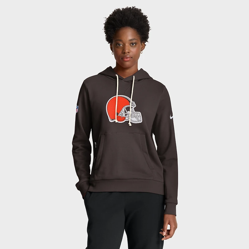 Women's Nike Brown Cleveland Browns Sideline Standard Issue Initial Home Dri-FIT Hoodie