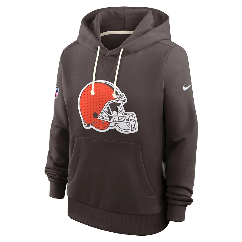 Sweat à capuche Nike marron Cleveland Browns Sideline Standard Issue Initial Home Dri-FIT pour femme