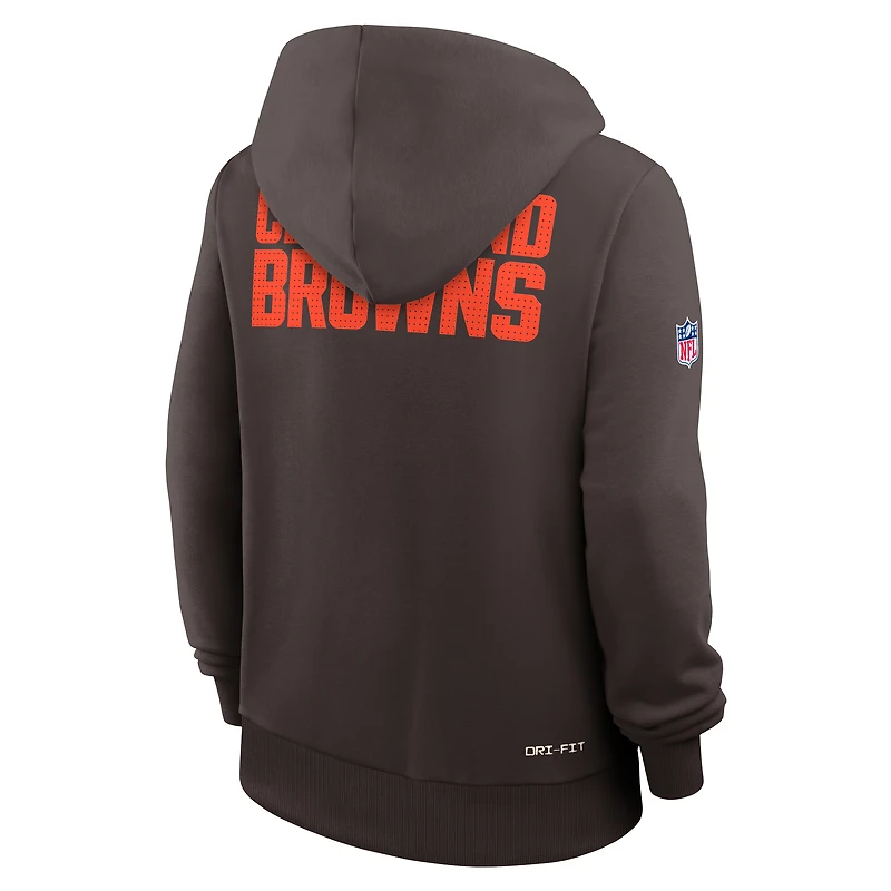 Sweat à capuche Nike marron Cleveland Browns Sideline Standard Issue Initial Home Dri-FIT pour femme