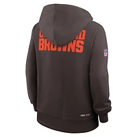 Women's Nike Brown Cleveland Browns Sideline Standard Issue Initial Home Dri-FIT Hoodie