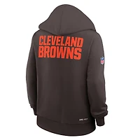 Sweat à capuche Nike marron Cleveland Browns Sideline Standard Issue Initial Home Dri-FIT pour femme