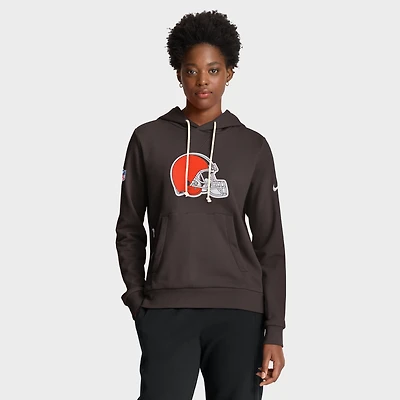 Sweat à capuche Nike marron Cleveland Browns Sideline Standard Issue Initial Home Dri-FIT pour femme