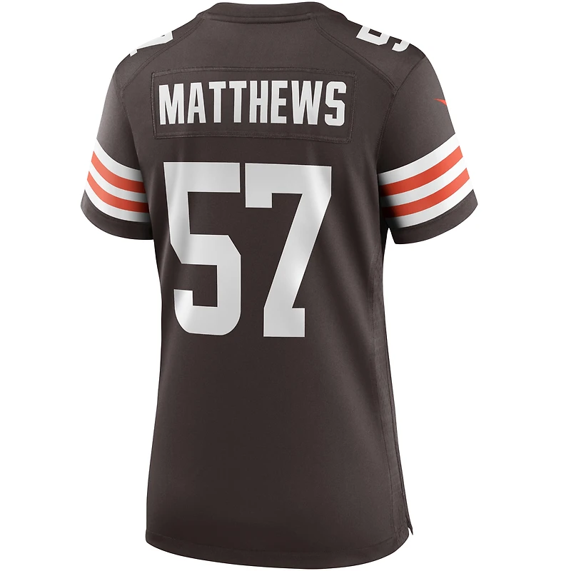 Maillot de joueur retraité Nike Clay Matthews Brown des Cleveland Browns pour femme