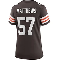Maillot de joueur retraité Nike Clay Matthews Brown des Cleveland Browns pour femme
