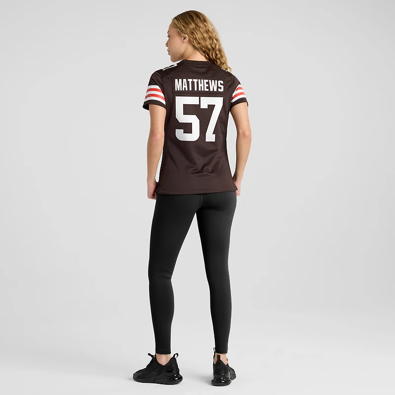 Maillot de joueur retraité Nike Clay Matthews Brown des Cleveland Browns pour femme