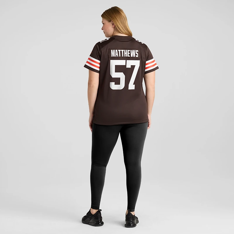 Women's Nike Clay Matthews Brown Cleveland Browns Game Retired Player Jersey