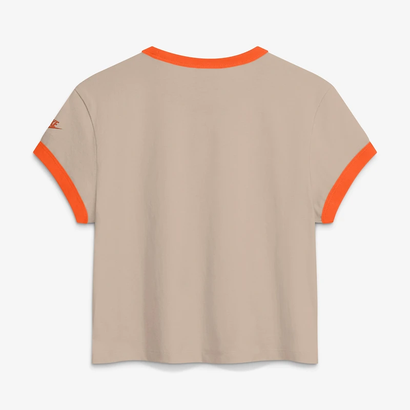 Women's Nike Cream Cleveland Browns Rewind Ringer Mod Cropped T-Shirt