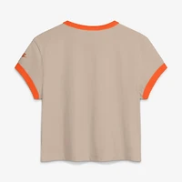 Women's Nike Cream Cleveland Browns Rewind Ringer Mod Cropped T-Shirt