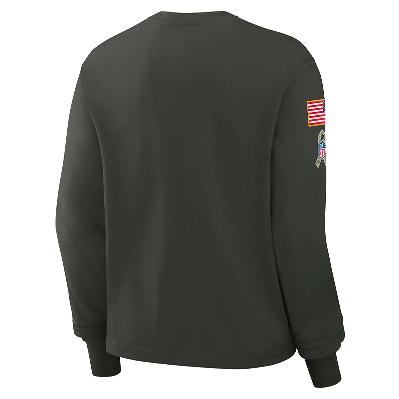 T-shirt Nike vert foncé Cleveland Browns 2025 Salute to Service Sideline Dri-FIT à manches longues pour femme