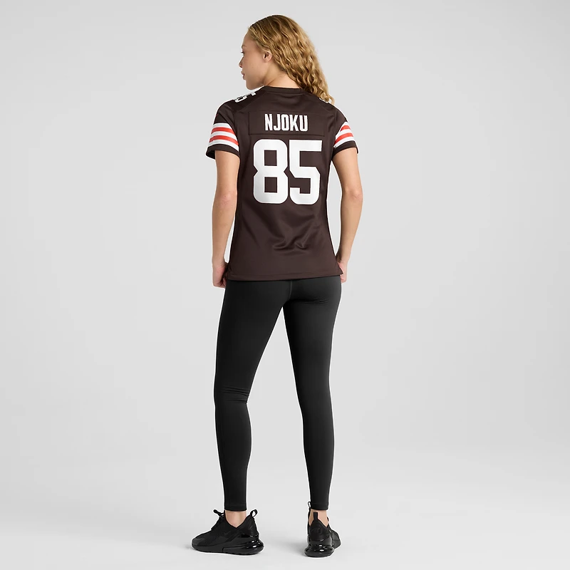 Maillot de match joueur Nike David Njoku marron des Cleveland Browns pour femme