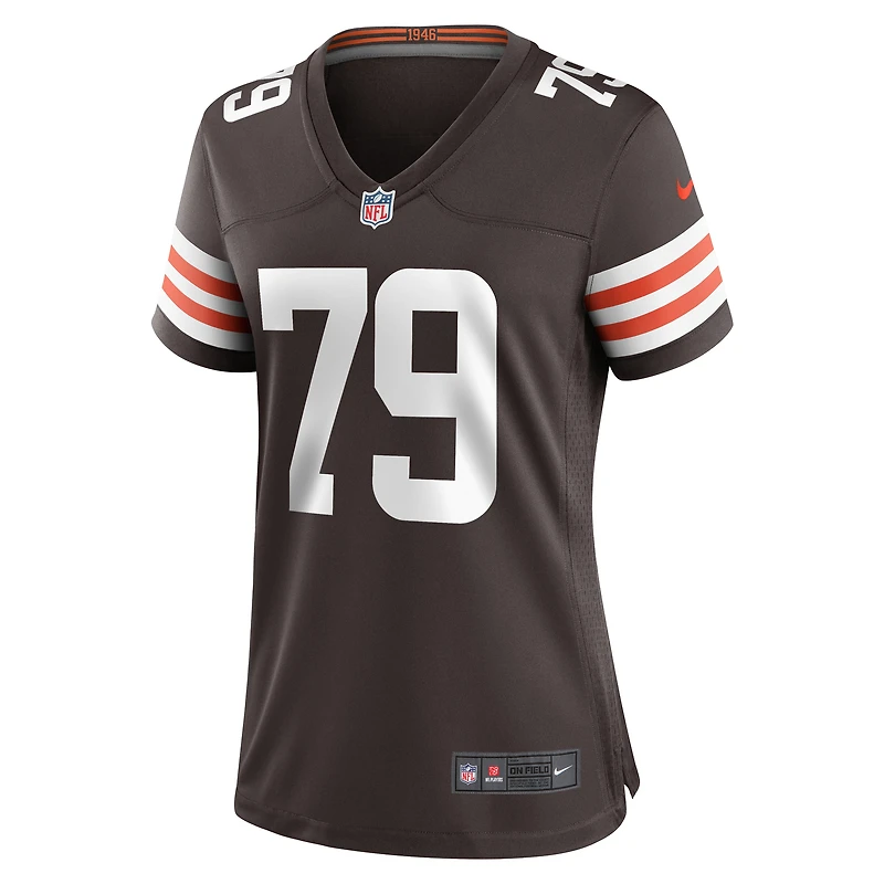 Maillot Nike Dawand Jones marron pour femme des Cleveland Browns Team Game