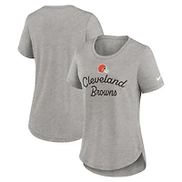 Women's Nike Gray Cleveland Browns Script Tri-Blend T-Shirt