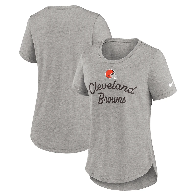 Women's Nike Gray Cleveland Browns Script Tri-Blend T-Shirt