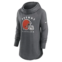 Women's Nike Heather Charcoal Cleveland Browns Raglan Funnel Neck Pullover Hoodie