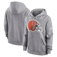 Sweat à capuche en polaire Nike Heather Gray Cleveland Browns pour femme, logo de l'équipe.