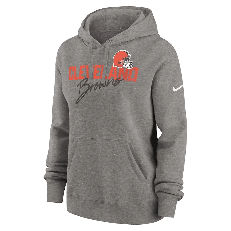 Sweat à capuche en polaire Nike pour femmes, gris chiné, Cleveland Browns Wordmark Club