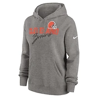 Sweat à capuche en polaire Nike pour femmes, gris chiné, Cleveland Browns Wordmark Club