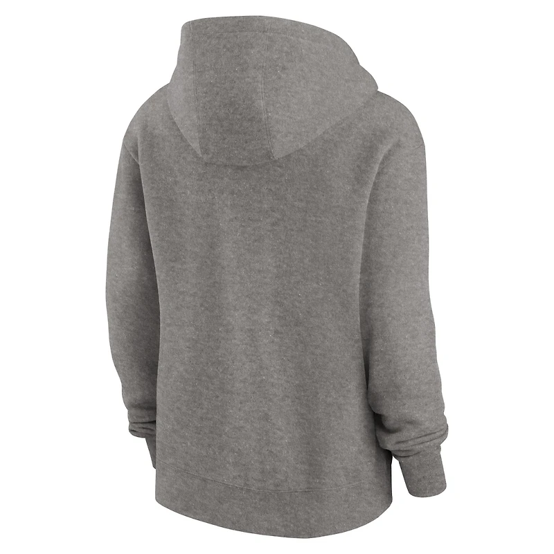 Women's Nike Heather Gray Cleveland Browns Wordmark Club Fleece Pullover Hoodie