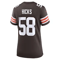 Maillot de match Nike Jordan Hicks marron des Cleveland Browns pour femme