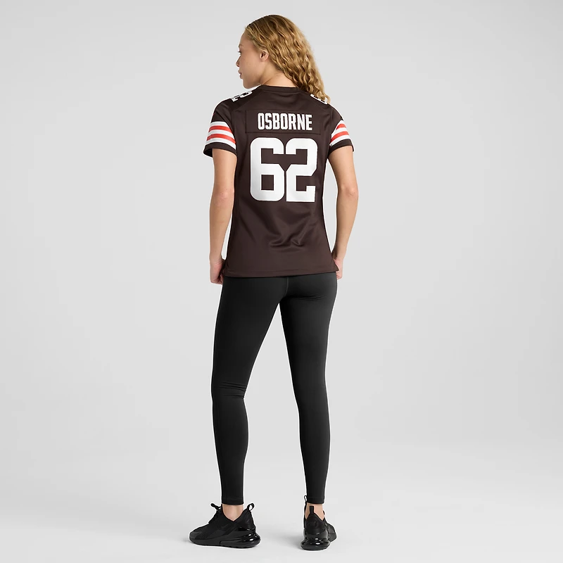 Maillot Nike Justin Osborne Brown pour femme, équipe des Cleveland Browns