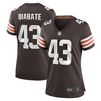 Maillot de match l'équipe Nike Mohamoud Diabate marron pour femme des Cleveland Browns