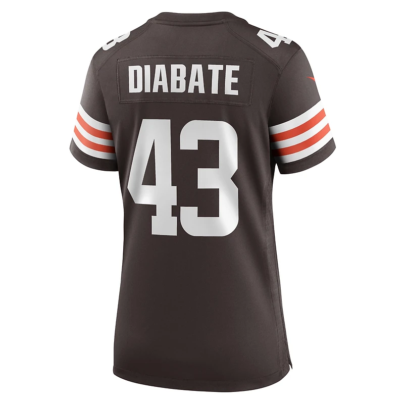 Maillot de match l'équipe Nike Mohamoud Diabate marron pour femme des Cleveland Browns